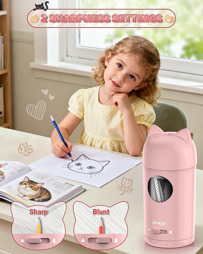 AFMAT Electric Pencil Sharpener, Pencil Sharpener for Classroom, Auto in & Out, Fully Automatic for φ7-8mm Pencils, Rechargeable & Cordless, Kids Pencil Sharpeners for Classroom Home School PSX9 - Image 5